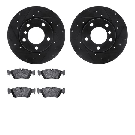 Dynamic Friction Company Front Brake Rotors-Drilled and Slotted-Black with 5000 Advanced Brake Pads 8502-31036